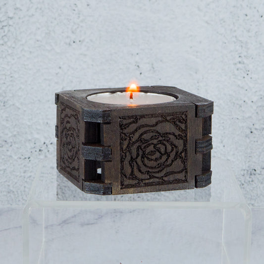 Dark Oak Tea Light Candle Holder