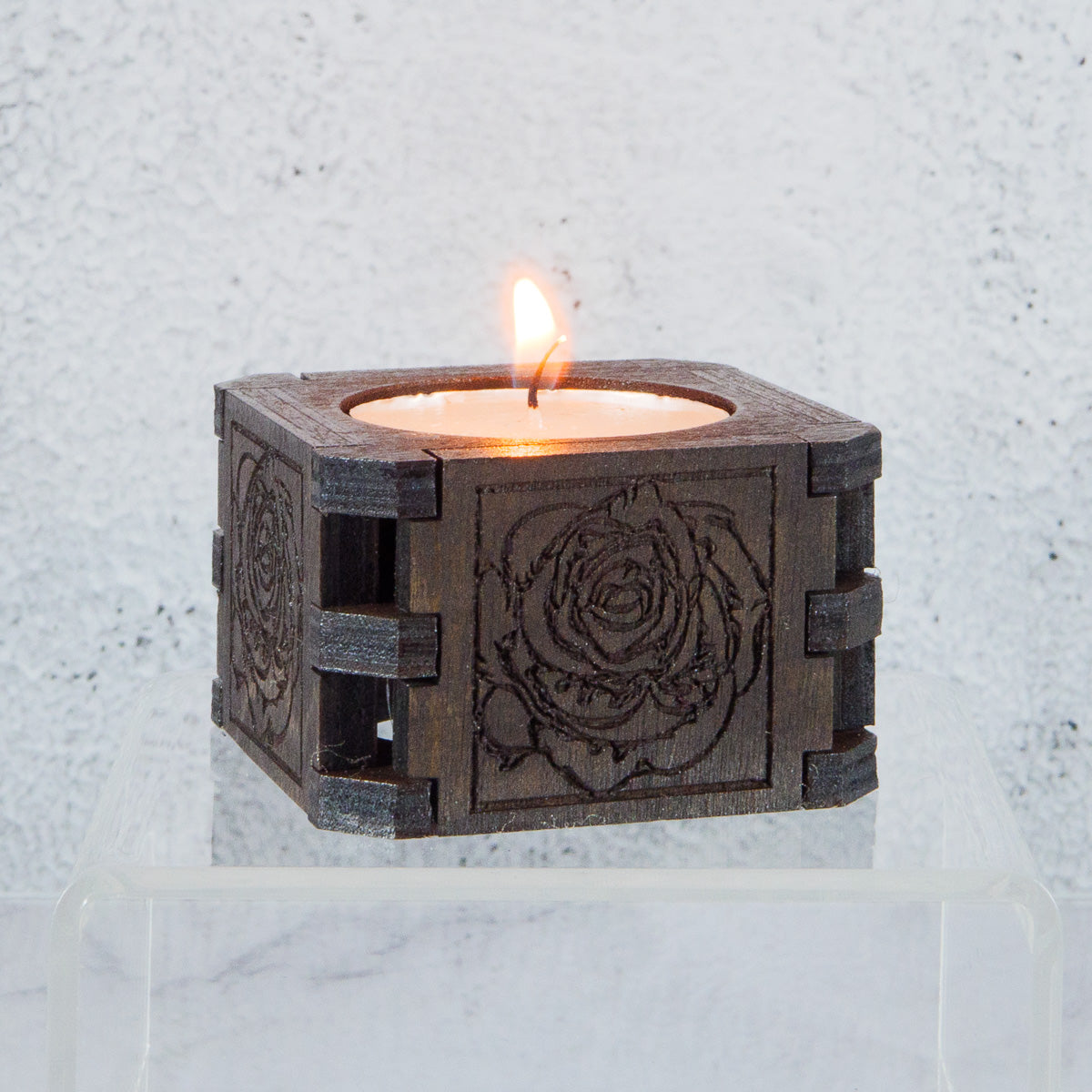 Dark Oak Tea Light Candle Holder