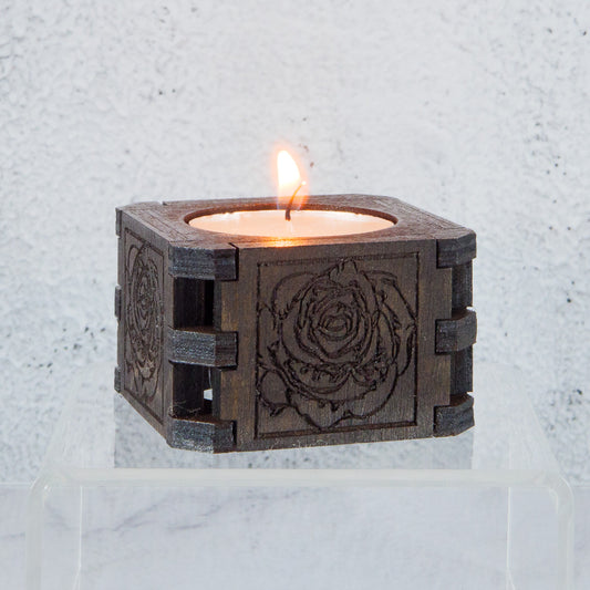 Dark Oak Tea Light Candle Holder