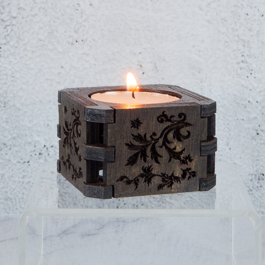 Dark Oak Tea Light Candle Holder
