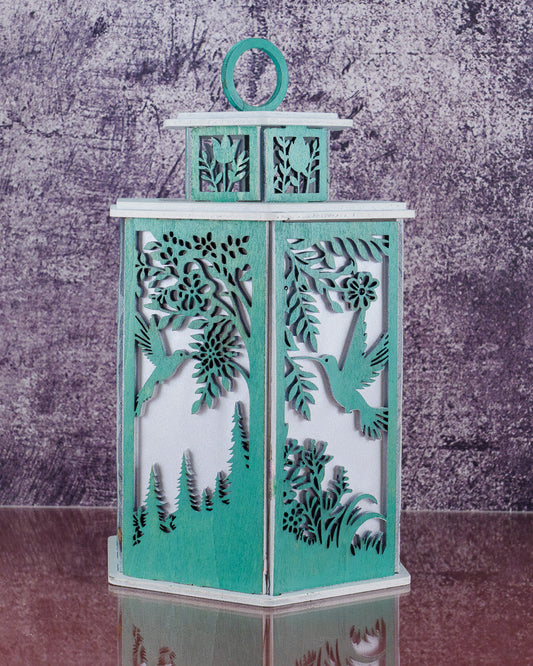 Green Lighted Hummingbird Lantern
