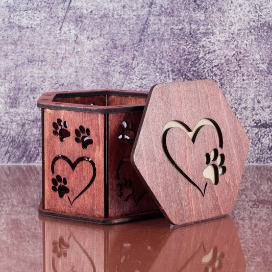 Red Oak Heart And Dog Paw Flameless Candle Holder