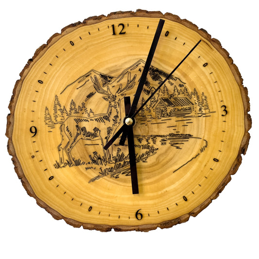Engraved Tree Trunk Clock