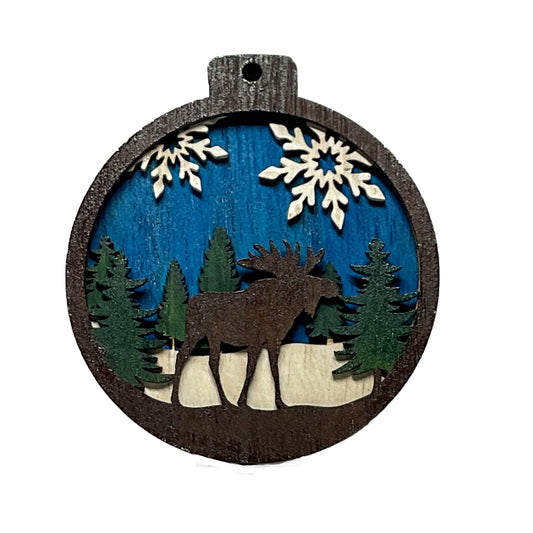 3 Layer Moose Ornament