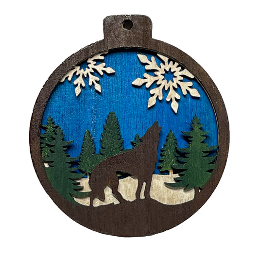 3 Layer Coyote Ornament