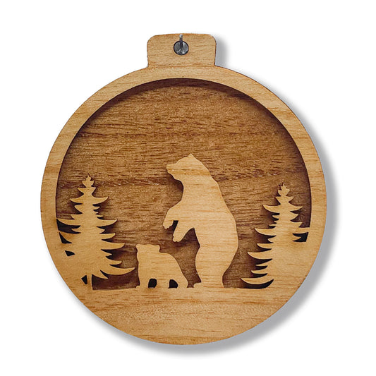 2 Layer Bear With Cub Ornament